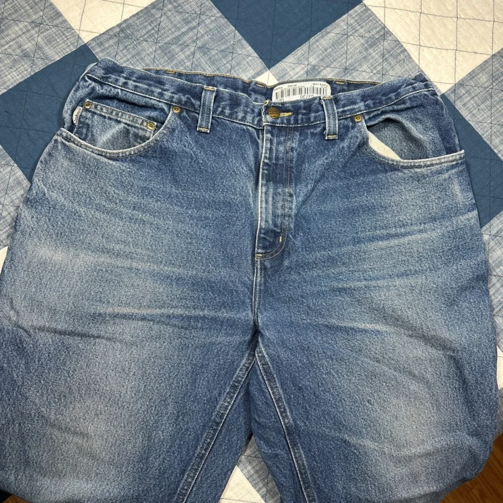 Carhartt Relaxed Fit Jeans Mens 38x32 Blue Denim Work Pants 381-83